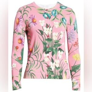Oscar de la Renta 2 pieces Floral set Tapestry cardigan in pink. retail $3400